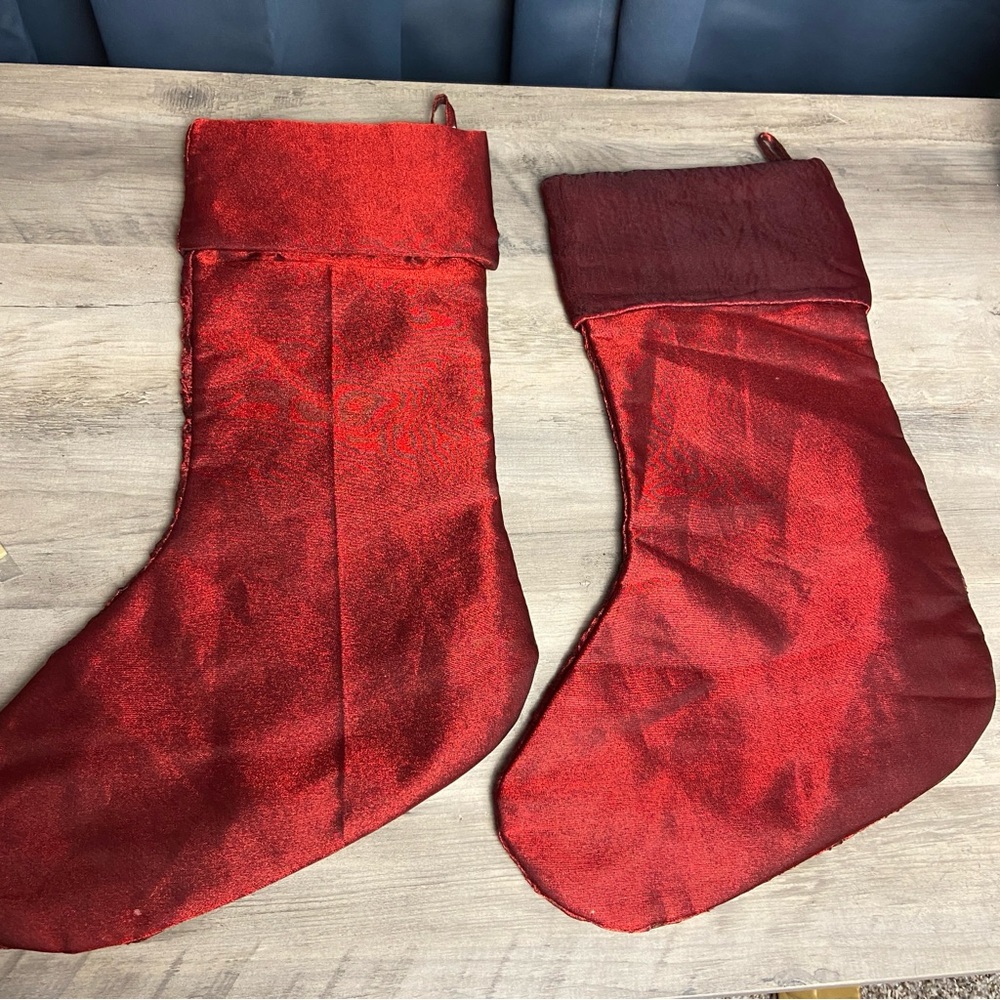 Set of 2, Red/Gold‎ Beaded Christmas Stocking 18" - Picture 6 of 10